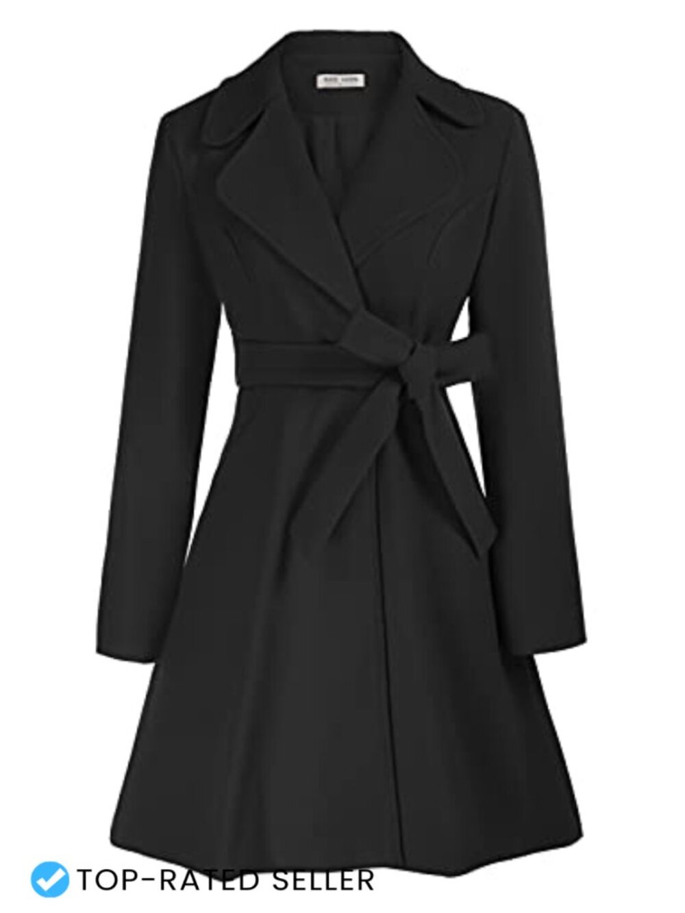 Wool Blend A-Line Peacoat Belted Notch Lapel Trench Coat Fall Winter